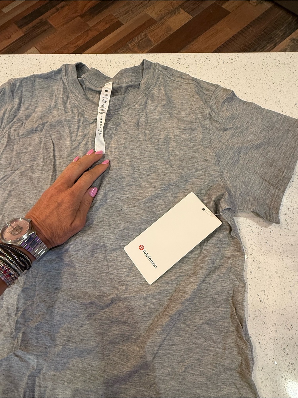 lululemon athletica Light Heather Gray Short Sleeve Crew